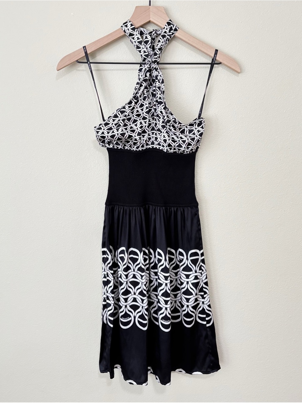 Vintage Y2K Bebe Size XS Silk Blend Halter Mini Dress